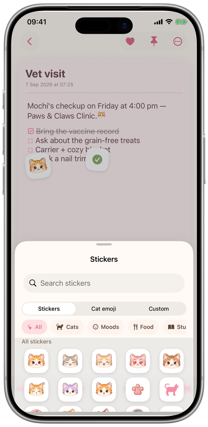 Sticker tray over a note